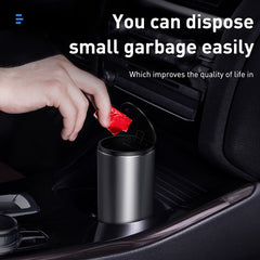 Baseus Premium Car Dust Bin With Lid Vehicle Mounted Ash Tray Trash Can for Car Office Desktop Study with 30 Mini Garbage Bags, Capacity: 500ml CRLJT-01