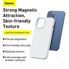 Baseus Liquid Silica Gel Magnetic Magsafe Case For iPhone 12 Models (Full Coverage Tempered Glass + Cleaning Kit) Combo Pack