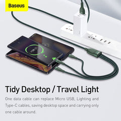 Baseus Flash Series One-for-Three Fast Charging Data Cable USB To M+L+C 1.2M (CA1T3-G1)