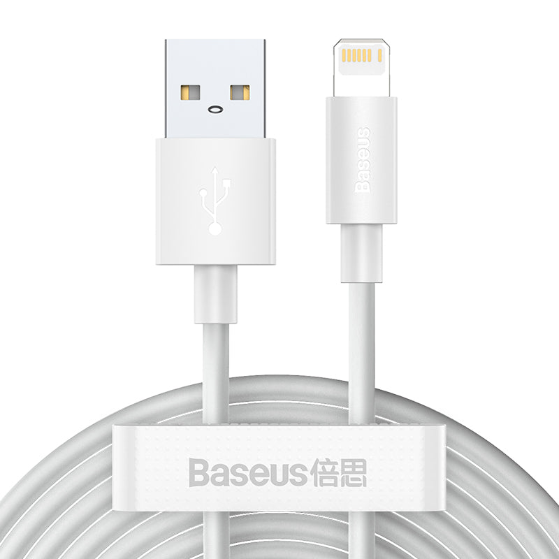 Baseus Simple Wisdom Data Cable Kit USB To Ip 2.4A (2Pcs/Set) 1.5M White (TZCALZJ-02)