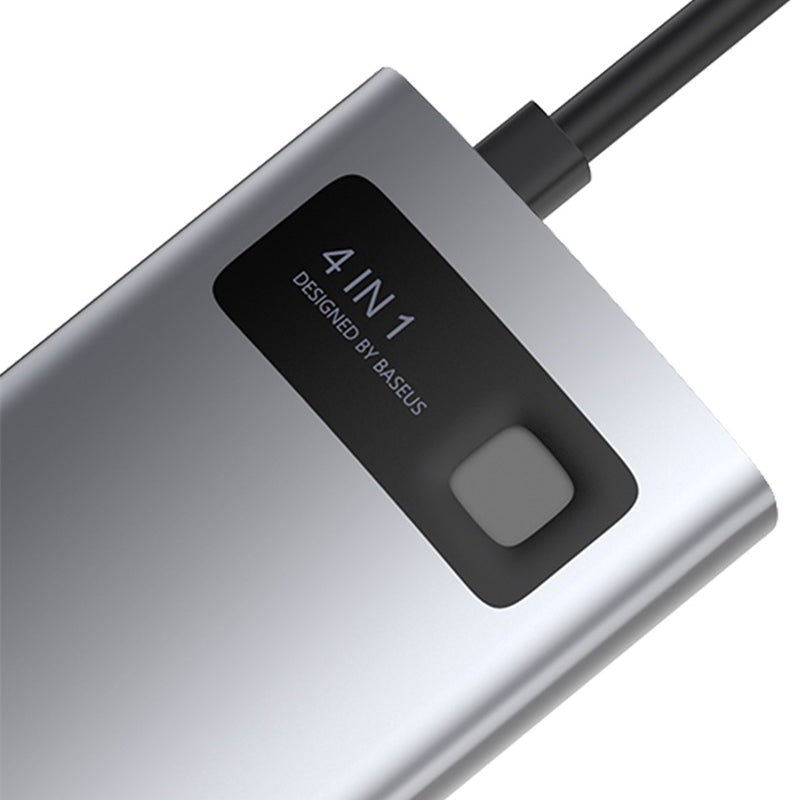 Baseus Metal Gleam 4 in 1 Multifunctional USB Type-C Hub Grey (CAHUB-CY0G)