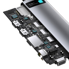 Baseus Metal Gleam 11 in 1 Multifunctional USB Type-C Hub Grey -(CAHUB-CT0G)