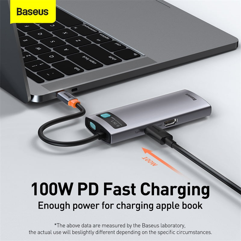 Baseus Metal Gleam 6 in 1 Multifunctional USB Type-C Hub Grey (CAHUB-CW0G)