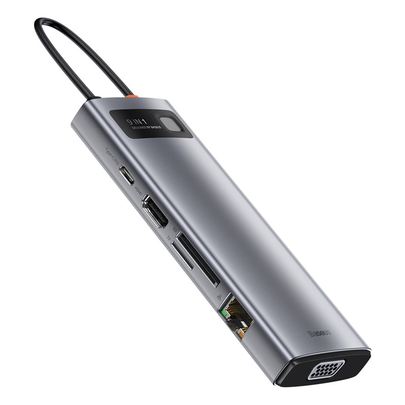 Baseus Metal Gleam 9 in 1 Multifunctional USB Type-C Hub Grey (CAHUB-CU0G)
