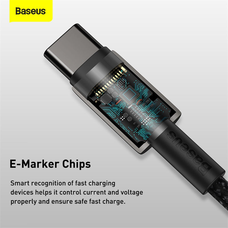Baseus Tungsten Gold Fast Charging Data Cable Type-C To Type-C 100W 1M/2M Black (CATWJ-01)