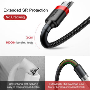 Baseus Nylon Braided Micro Pin Fast Charging Data Cable 2.4A