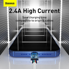 Baseus Simple Wisdom Data Cable Kit USB To Ip 2.4A (2Pcs/Set) 1.5M White (TZCALZJ-02)
