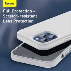Baseus Liquid Silica Gel Magnetic Magsafe Case For iPhone 12 Models (Full Coverage Tempered Glass + Cleaning Kit) Combo Pack