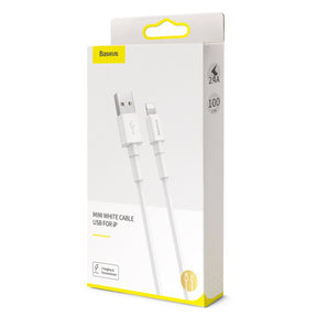 Baseus Mini White Charging Cable for iPhone Lightening 8 Pin - 2.4A 1M White Ip (CALSW-02)