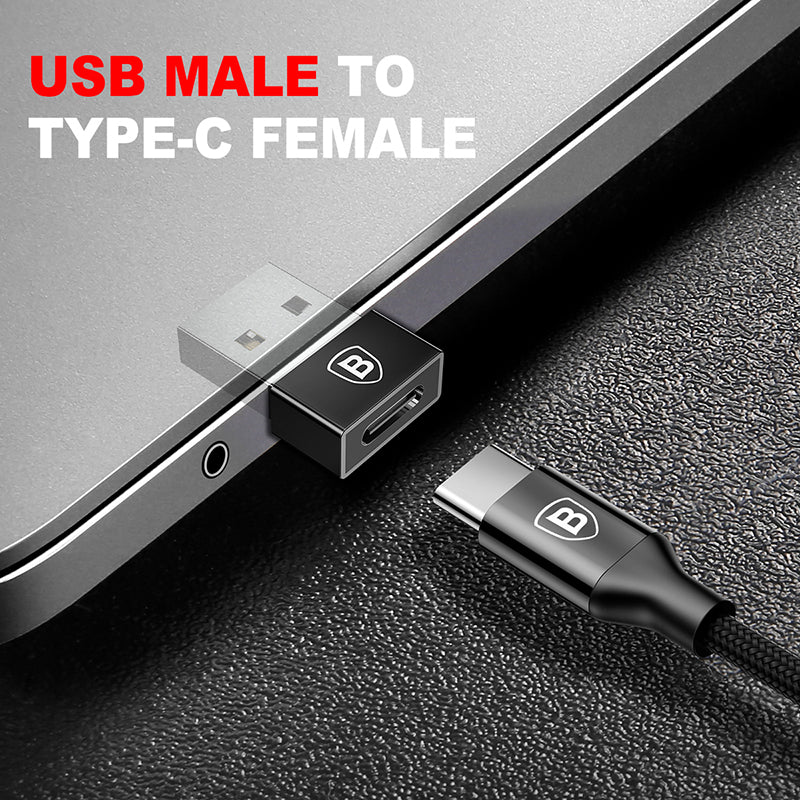 Baseus Exquisite Type-C Male To USB Female Adapter Converter Black (CATJQ-B01)