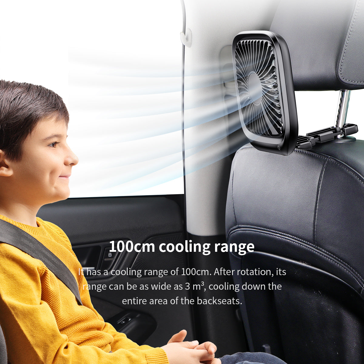 Baseus Foldable Vehicle-Mounted Backseat Fan Black (CXZD-01)