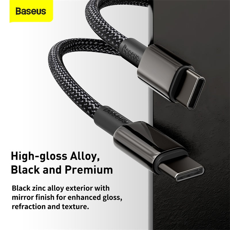 Baseus Tungsten Gold Fast Charging Data Cable Type-C To Type-C 100W 1M/2M Black (CATWJ-01)
