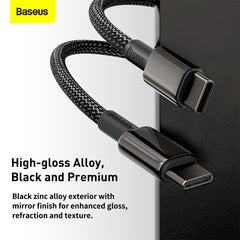 Baseus Tungsten Gold Fast Charging Data Cable Type-C To Type-C 100W 1M/2M Black (CATWJ-01)