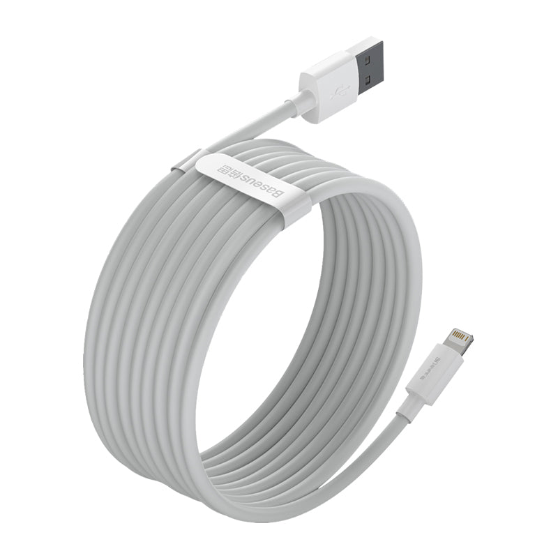 Baseus Simple Wisdom Data Cable Kit USB To Ip 2.4A (2Pcs/Set) 1.5M White (TZCALZJ-02)