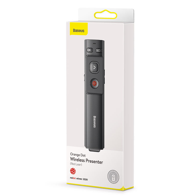 Baseus Orange Dot Wireless Presenter With USB/Type-C Receiver (Red Laser) Grey (ACFYB-B0G)