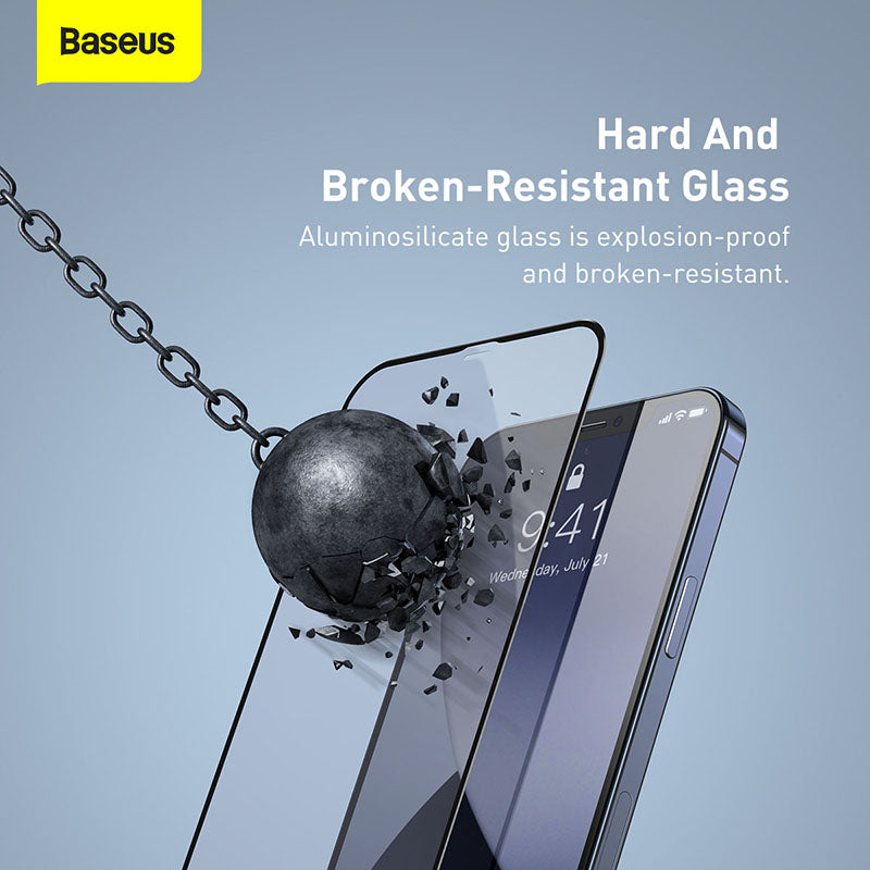 Baseus 0.23mm Curved Tempered Glass Screen With Crack-Resistant Edges for iPhone 12/12 Pro Max (SGAPIPH61P-PE01)