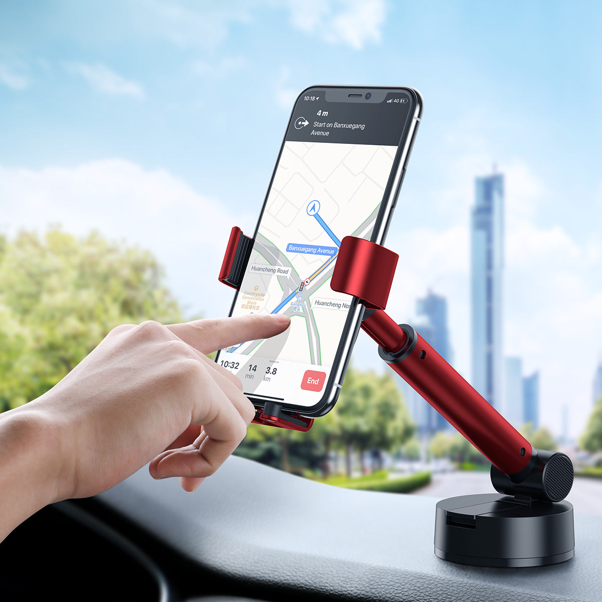 Baseus Gravity Car Mount Dashboard Windshield Phone Bracket Holder Red (SUYL-JY09)