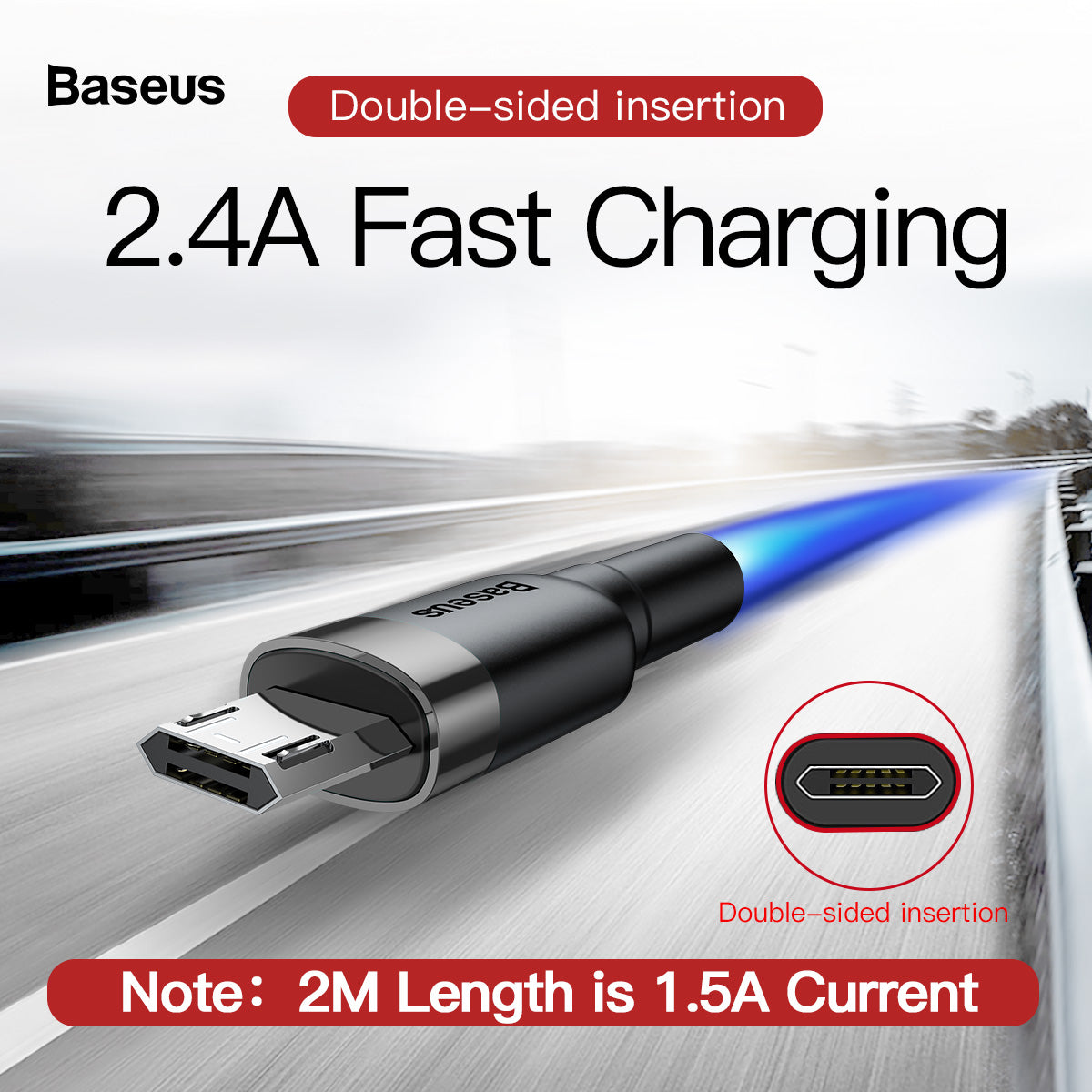 Baseus Nylon Braided Micro Pin Fast Charging Data Cable 2.4A