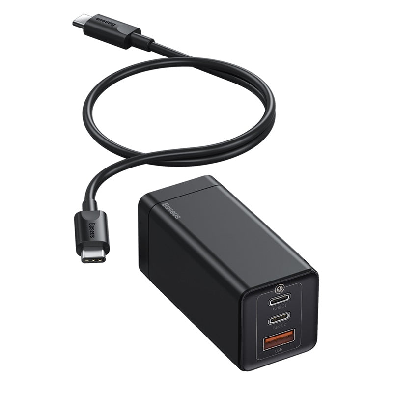 Baseus Gan2 Pro Dual Type-C + USB Quick Charger 65W [US Plug] + Type-C To Type-C (CCGAN-D01)
