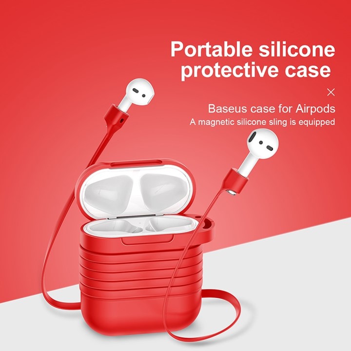 Baseus Silicone Protective Airpod Case With Magnetic Sling (Baseus Airpod Case with Sling)