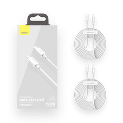 Baseus Simple Wisdom Data Cable Kit USB Type-C to Lightning 5A (2Pcs/Set) 1.5M White (TZCATLZJ-02)
