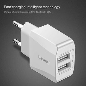 Baseus Mini Dual-U Travel Charger Adapter Wall Charger 2X USB 2.1A White (CCALL-MN02)