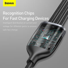 Baseus Flash Series One-for-Three Fast Charging Data Cable USB To M+L+C 1.2M (CA1T3-G1)