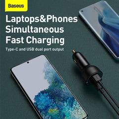 Baseus Supreme Digital Display PPS 100W Dual Quick Charger Car Charger + 100W Cable (TZCCZX-01)