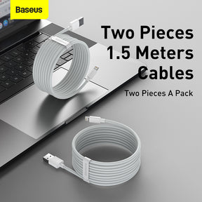 Baseus Simple Wisdom Data Cable Kit USB To Ip 2.4A (2Pcs/Set) 1.5M White (TZCALZJ-02)