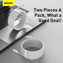 Baseus Simple Wisdom Data Cable Kit USB Type-C to Lightning 5A (2Pcs/Set) 1.5M White (TZCATLZJ-02)