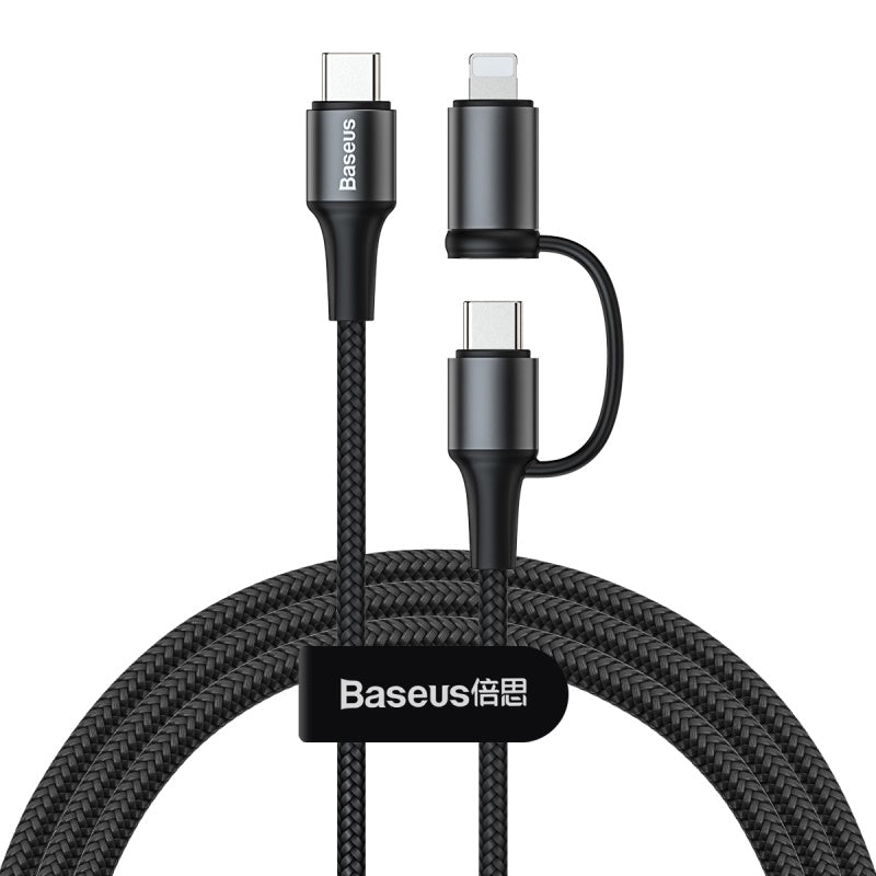 Baseus 2-in-1 3A, 60W Power Delivery Type-C + 18W Ip, Durable Nylon Cable With A (CATLYW-01)