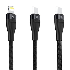 Baseus Flash Series One-for-Two Fast Data Cable Type-C To L+C 100W 1.2M Black (CA1T2-F01)