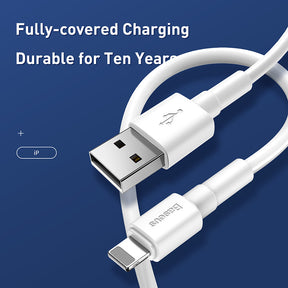 Baseus Mini White Charging Cable for iPhone Lightening 8 Pin - 2.4A 1M White Ip (CALSW-02)