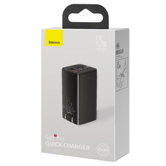 Baseus Gan2 Pro Dual Type-C + USB Quick Charger 65W [US Plug] + Type-C To Type-C (CCGAN-D01)