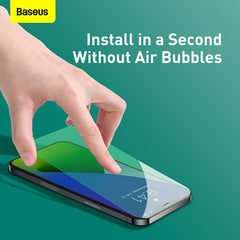 Baseus 0.3mm Eye Protection Full Coverage Tempered Glass Film (Green Light)For iPhone 12 Models 2020 (2pcs Pack) Transparent
