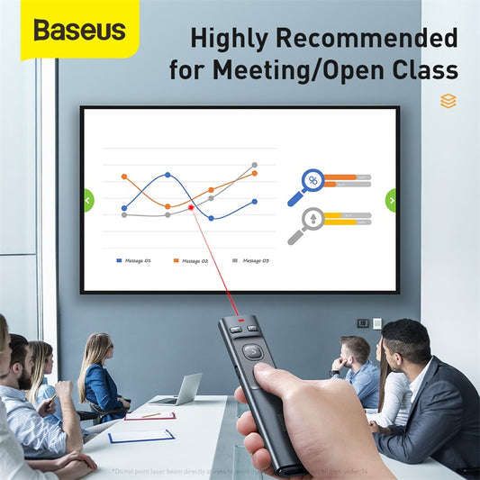 Baseus Orange Dot Wireless Presenter With USB/Type-C Receiver (Red Laser) Grey (ACFYB-0G)
