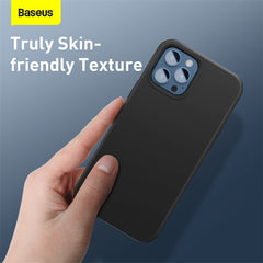 Baseus Liquid Silica Gel Magnetic Magsafe Case For iPhone 12 Models (Full Coverage Tempered Glass + Cleaning Kit) Combo Pack