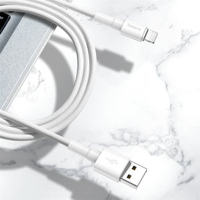 Baseus Mini White Charging Cable for iPhone Lightening 8 Pin - 2.4A 1M White Ip (CALSW-02)