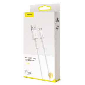 Baseus Mini White Charging Cable for Micro Pin Android Samsung Phones - 2.4A 1M (CAMSW-02)