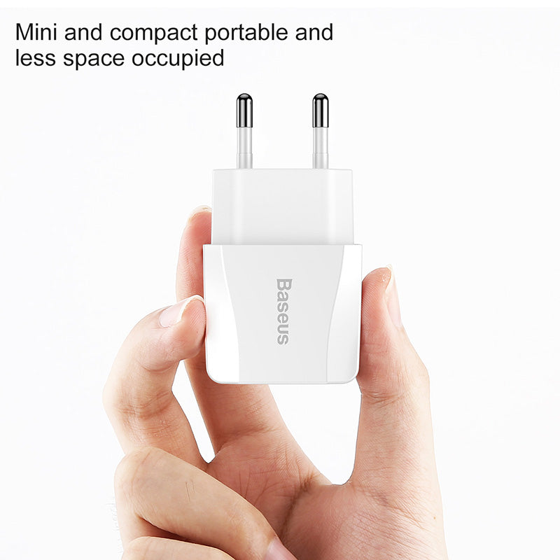 Baseus Mini Dual-U Travel Charger Adapter Wall Charger 2X USB 2.1A White (CCALL-MN02)