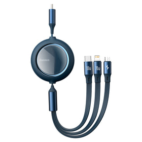 Baseus Bright Mirror One-for-Three 3 in 1 Retractable Cable Data Cable Type-C To M+L+C 1.2M 100W