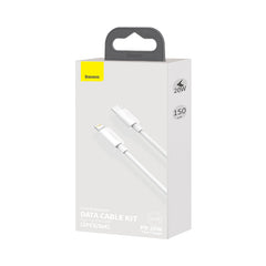 Baseus Simple Wisdom Data Cable Kit USB Type-C to Lightning 5A (2Pcs/Set) 1.5M White (TZCATLZJ-02)