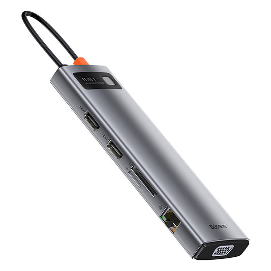 Baseus Metal Gleam 11 in 1 Multifunctional USB Type-C Hub Grey -(CAHUB-CT0G)
