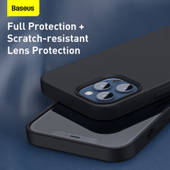 Baseus Liquid Silica Gel Magnetic Magsafe Case For iPhone 12 Models (Full Coverage Tempered Glass + Cleaning Kit) Combo Pack