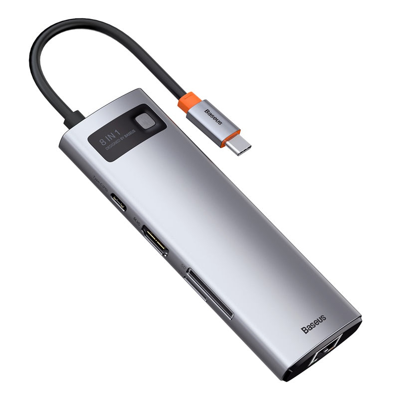 Baseus Metal Gleam 8 in 1 Multifunctional USB Type-C Hub Grey (CAHUB-CV0G)