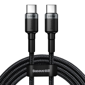 Baseus Cafule Type C To Type C 100W 5A Nylon Braided Fast Charging Data Cable CATKLF-ALG1