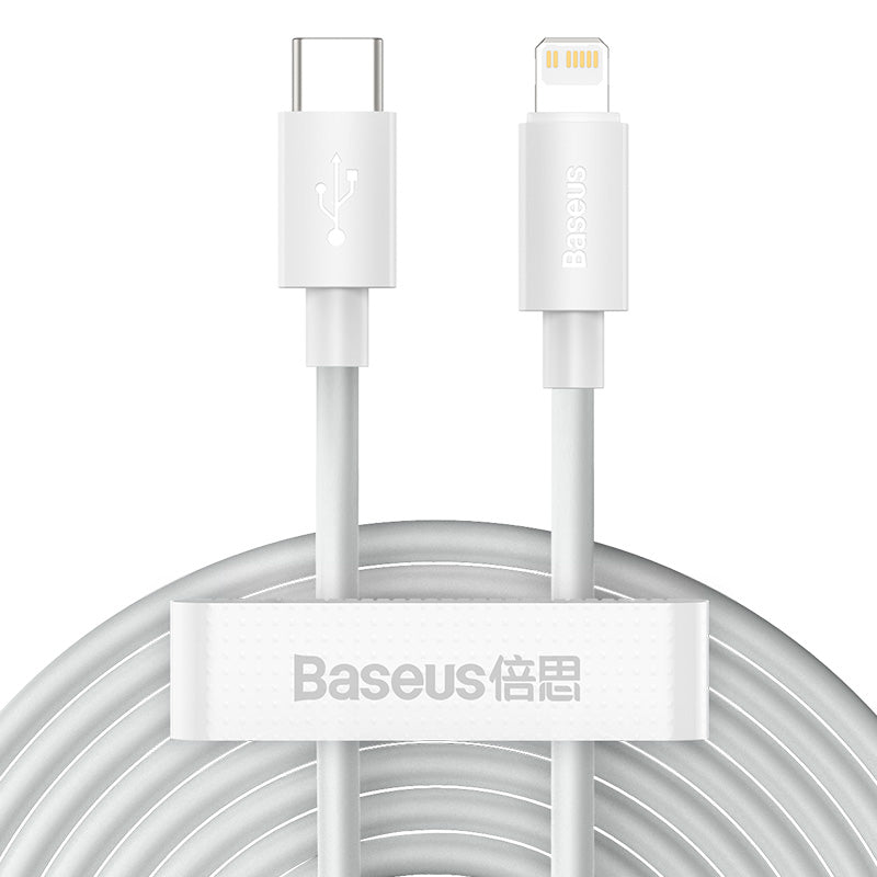 Baseus Simple Wisdom Data Cable Kit USB Type-C to Lightning 5A (2Pcs/Set) 1.5M White (TZCATLZJ-02)