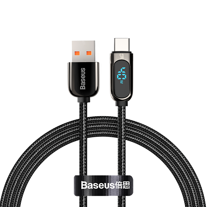 Baseus Display Fast Charging Data Cable USB To Type-C 5A 1M Black (CATSK-01)