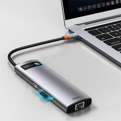 Baseus Metal Gleam 8 in 1 Multifunctional USB Type-C Hub Grey (CAHUB-CV0G)