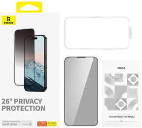 Tempered Glass Baseus Privacy Protection Tempered Glass Diamond iPhone 15 Plus-P60057405203-02